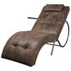 vidaXL Chaise Longue com Almofada em Tecido Camur&ccedil;a Castanho