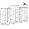 vidaXL Cestos gabião arqueados 4pcs 200x50x100/120cm ferro galvanizado