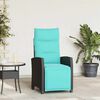 vidaXL Cadeira de jardim reclin&aacute;vel com mesa de apoio vime PE preto