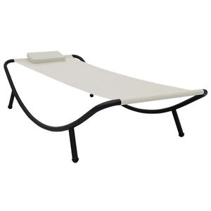 vidaXL Espregui&ccedil;adeira de jardim 200x90 cm a&ccedil;o creme