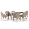vidaXL 7 pcs conjunto de jantar para jardim com almofad&otilde;es castanho