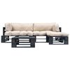 vidaXL Sof&aacute;s de paletes jardim 4 pcs almofad&otilde;es cor areia madeira