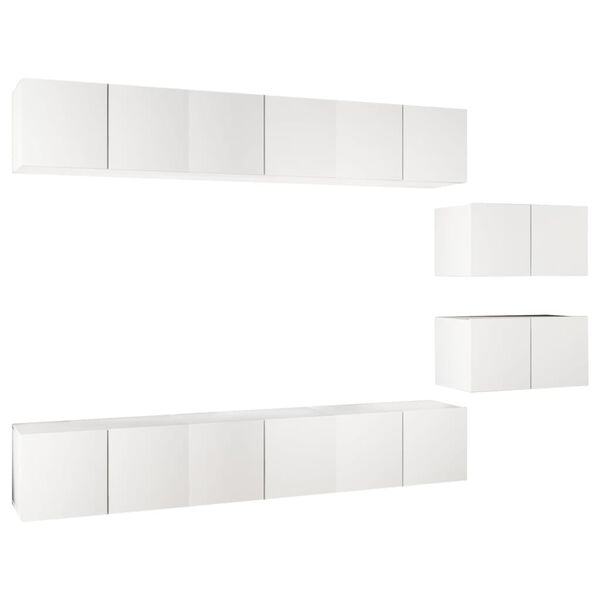 vidaXL 8 pcs conjunto de m&oacute;veis de TV derivados de madeira branco