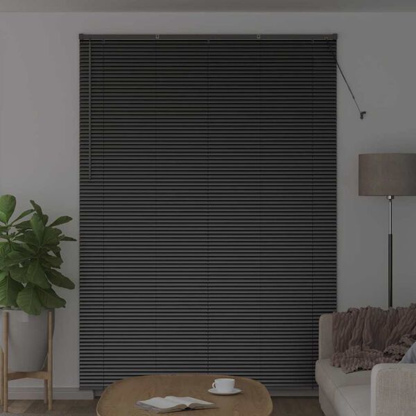 vidaXL Persianas venecianas com cortinas Preto 220 x 160 cm Alum&iacute;nio