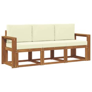 vidaXL Conjunto de Sof&aacute;s para Exterior 3 unid. Natural e Creme