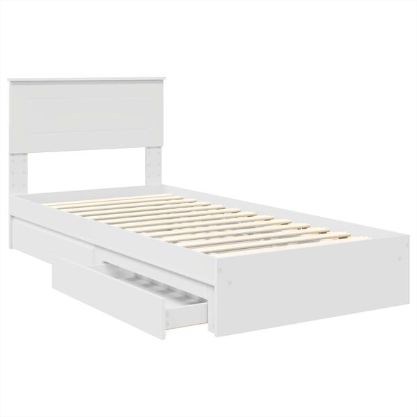 vidaXL Cama com Armazenamento Branco 90 x 200 cm Madeira processada