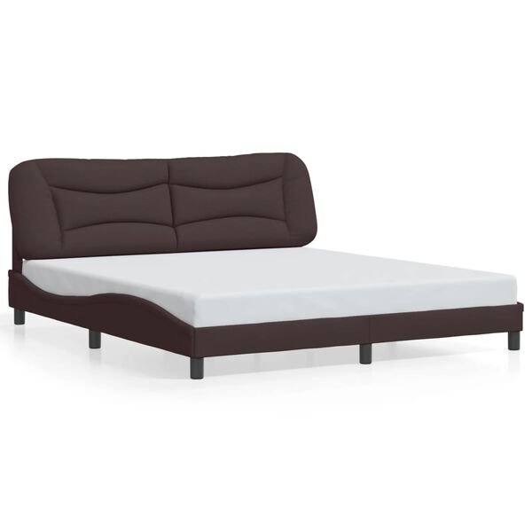 vidaXL Estrutura de cama sem colchão Hvar 180x200 cm tecido castanho-escuro