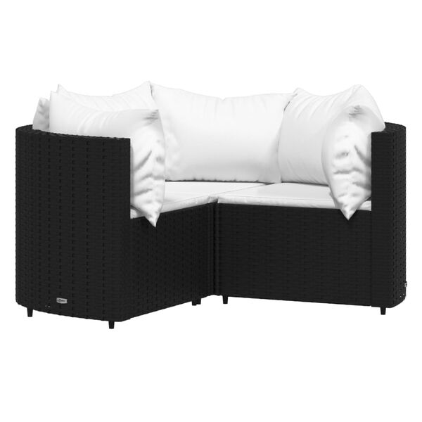 vidaXL 4 pcs conjunto lounge de jardim c/ almofadões vime PE preto