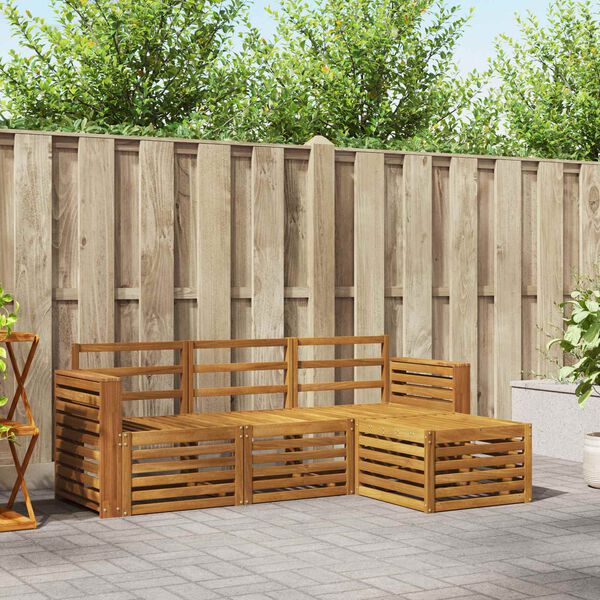 vidaXL Conjuntos de sof&aacute;s 4 pcs Natural Madeira S&oacute;lida de Ac&aacute;cia