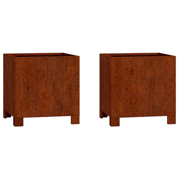 vidaXL Vasos/floreiras c/ pernas 2 pcs 30x30x30 a&ccedil;o corten enferrujado