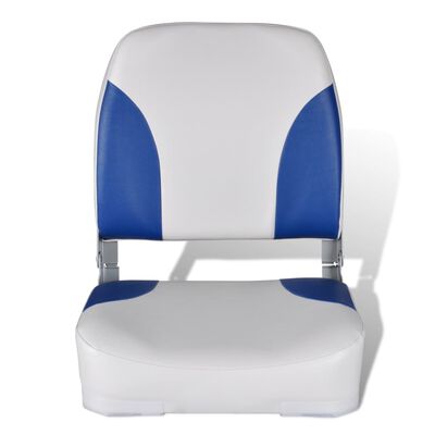 vidaXL Assentos barco 2 pcs encosto dobrável azul/branco 41x36x48 cm