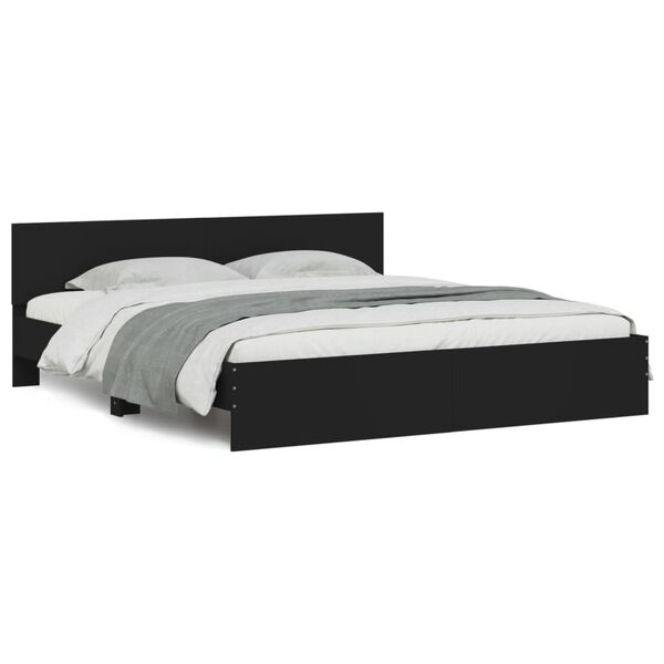 vidaXL Estrutura cama c/ cabeceira e luzes LED 180x200 cm preto