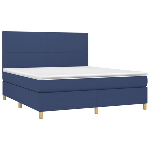 vidaXL Cama box spring c/ colch&atilde;o e LED 160x200 cm tecido azul