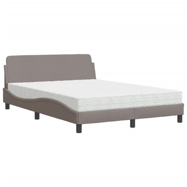 vidaXL Cama com colch&atilde;o Dover 120x200 cm tecido castanho-acinzentado