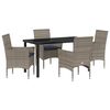 vidaXL Conjunto de Mesa e Cadeiras 5 pcs Cinzeto Rattan de PE