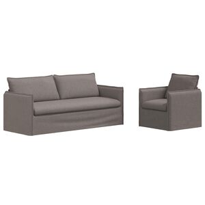 vidaXL Conjunto de Sof&aacute;s 2 unid. Cinzento-acastanhado Tecido