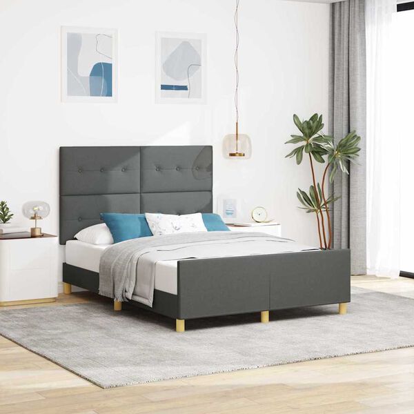 vidaXL Estrutura da Cama Cinzento escuro 140 x 190 cm tecido