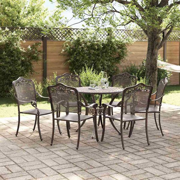 vidaXL Conjunto de Jantar para Jardim 7 pcs Bronze 90 x 90 x 75 cm