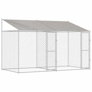 vidaXL Gaiola para cachorro com telhado Prateado 400 x 200 x 256 cm