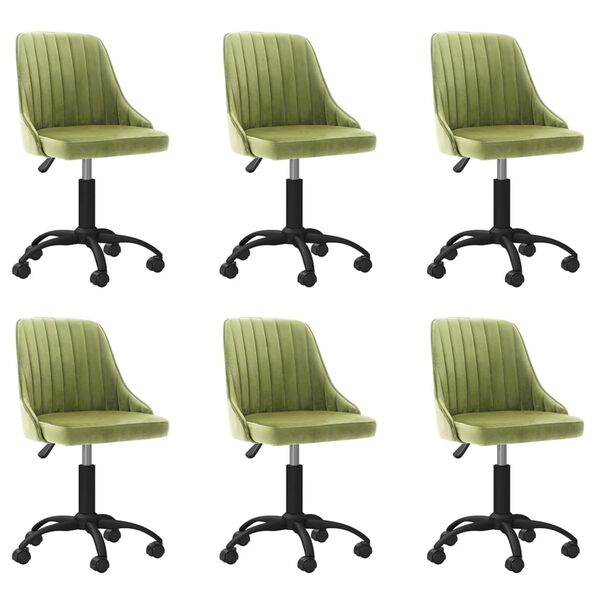 vidaXL Cadeiras de jantar girat&oacute;rias 6 pcs veludo verde-claro