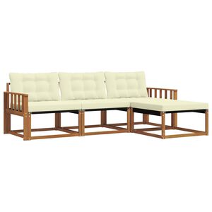 vidaXL Conjunto de Sof&aacute;s para Exterior 4 unid. Natural e Creme
