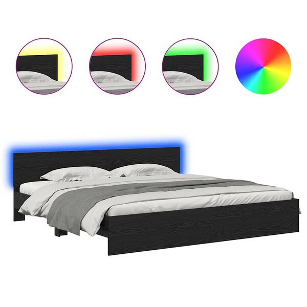 vidaXL Estrutura da Cama com cabeceira Carvalho Preto 180 x 200 cm