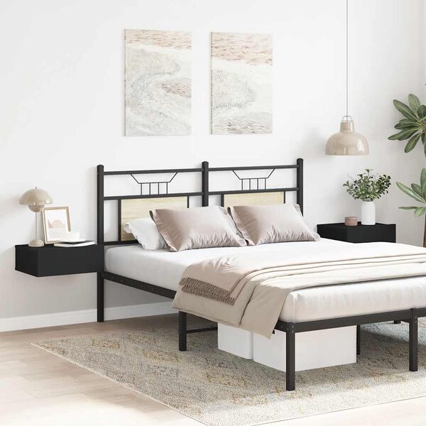 vidaXL Mesa de cabeceira suspensa 2 pcs derivados de madeira preto