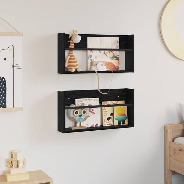 vidaXL Estante de Revistas 2 pcs Carvalho Preto 60 x 12 x 30 cm