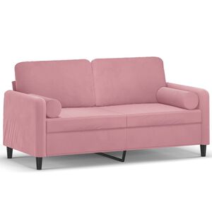 vidaXL Sof&aacute; 2 lugares c/ almofadas decorativas 140 cm veludo rosa