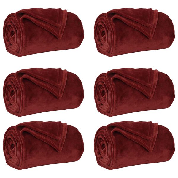 vidaXL Cobertores de Sof&aacute; 6 pcs Vermelho Bordeaux 150 x 200 cm L&atilde;
