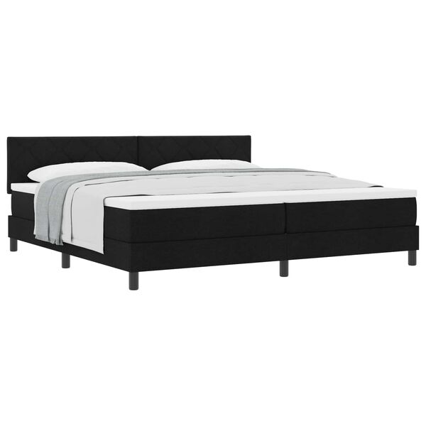 vidaXL Cama Box com colch&atilde;o com cabeceira Preto 200 x 200 cm tecido