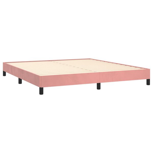 vidaXL Estrutura de cama 160x200 cm veludo rosa
