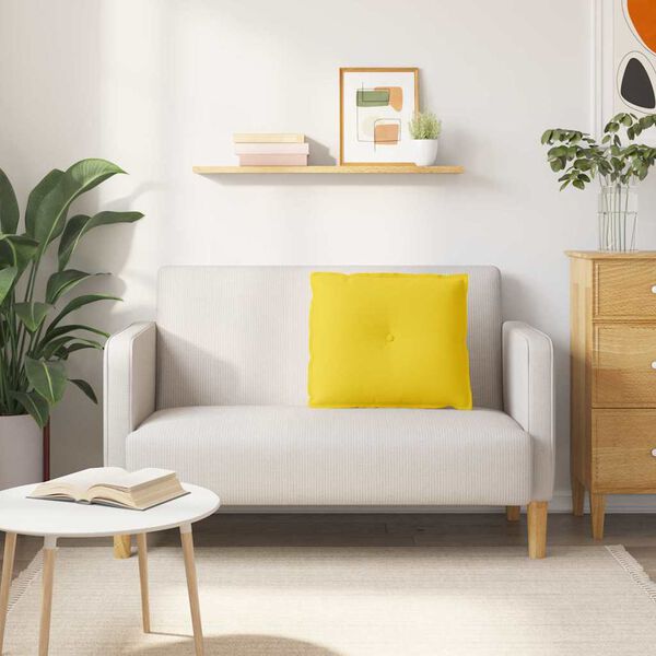 vidaXL Travesseiro para Costas Amarelo Claro 60 x 19 x 50 cm tecido