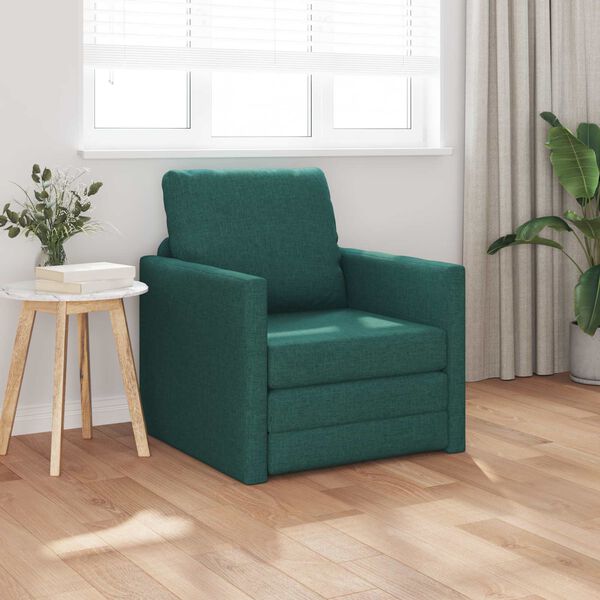 vidaXL Sof&aacute;-Cama 60cm Verde Escuro tecido