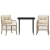 vidaXL 3 pcs conjunto bistr&ocirc; com almofad&otilde;es vime PE bege