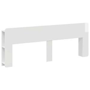 vidaXL Cabeceira com Arm&aacute;rio Branco Brilhante Derivados de Madeira