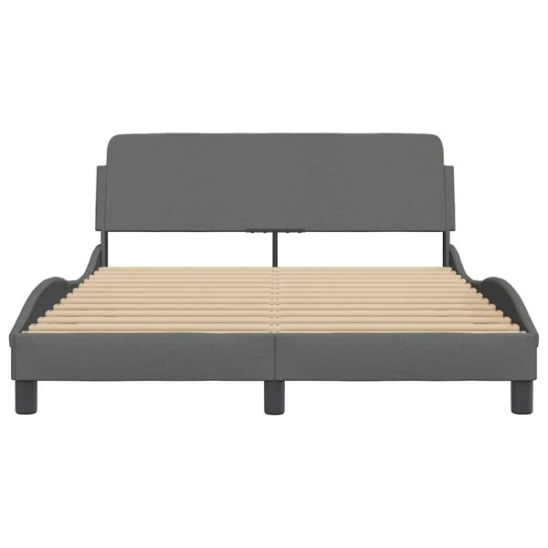 vidaXL Estrutura de cama Dover 120x200 cm tecido cinzento-escuro