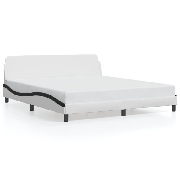 vidaXL Estrutura de cama Dover couro artificial branco e preto