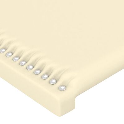 vidaXL Estrutura de cama c/ cabeceira couro artificial 80x200 cm creme