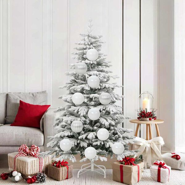 vidaXL Conjunto de Bolas de Natal 9 pcs Branco Plástico