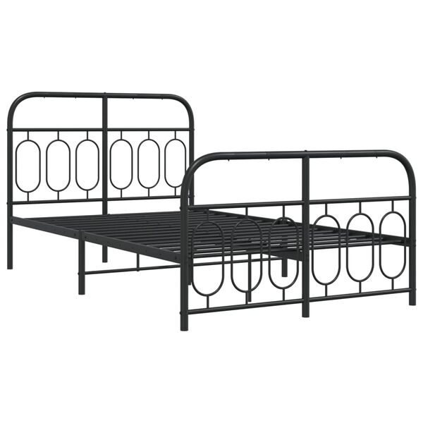 vidaXL Estrutura de cama com cabeceira e pés 120x190 cm metal preto