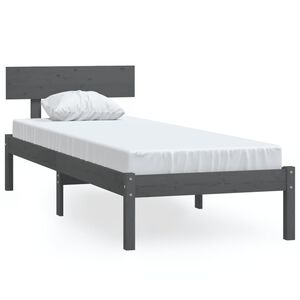 vidaXL Estrutura de cama solteiro 90x190 cm pinho maci&ccedil;o cinza