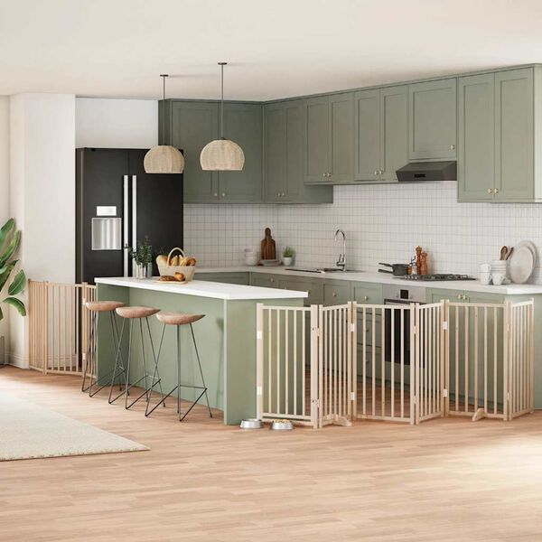 vidaXL Port&atilde;o para c&atilde;es com porta dobr&aacute;vel 9 pain&eacute;is 450 cm &aacute;lamo