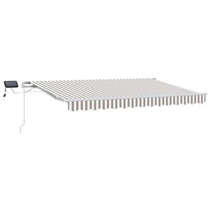 vidaXL Toldo retr&aacute;til Cinza Claro e Branco 300 x 250 cm