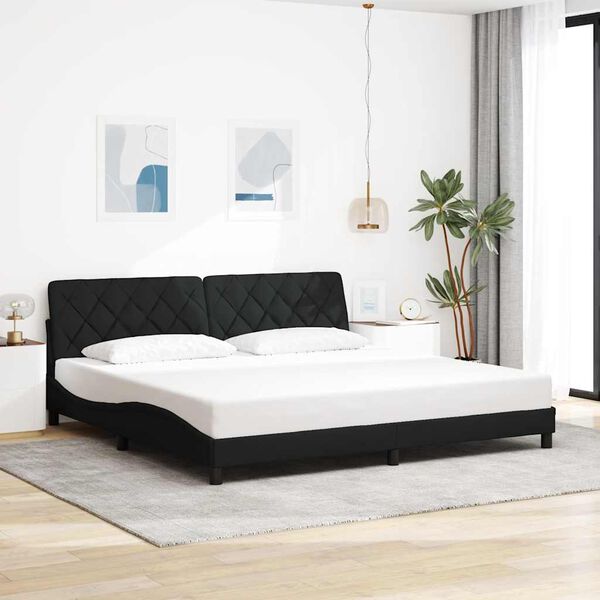 vidaXL Estrutura de cama sem colch&atilde;o 200x200 cm tecido preto