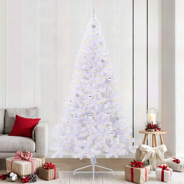 vidaXL &Aacute;rvore de Natal Artificial com 300 LEDs Branco 240 cm PVC e A&ccedil;o