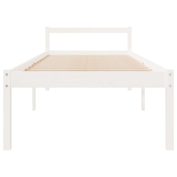 vidaXL Cama para idosos 90x200 cm pinho maci&ccedil;o branco