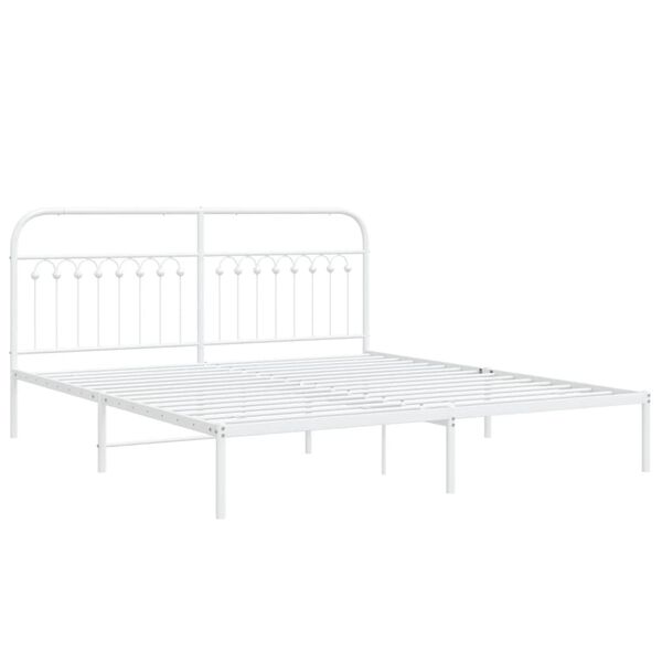 vidaXL Estrutura de cama com cabeceira 183x203 cm metal branco