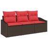 vidaXL Conjunto de Sof&aacute;s 3 unid. Castanho vime PE