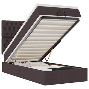 vidaXL Estrutura cama otomana colch&atilde;o 90x190 cm tecido castanho escuro
